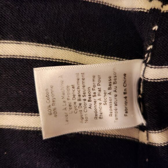 Talbots Smart Striped Corgi Sweater, Navy + White, Back Buttons, British, Sz M - Picture 9 of 9